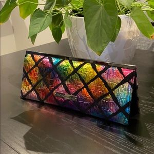 BCBG iridescent rainbow clutch